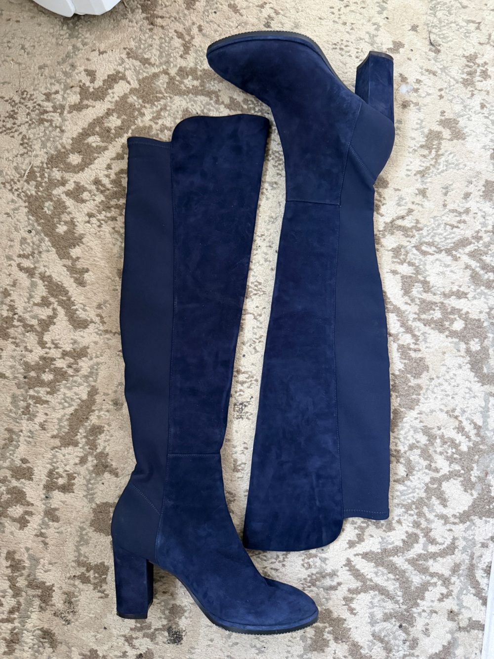 Stuart Weitzman 5050 City Block Suede Over the Knee Boots Blue Size 7